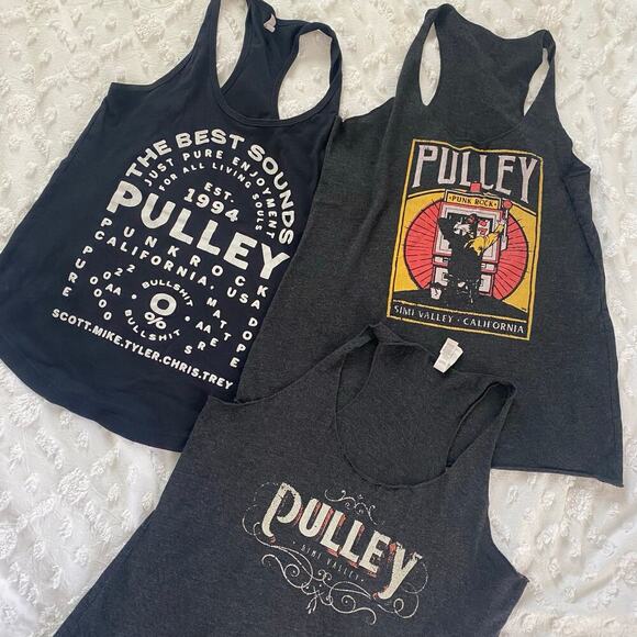 pulley Tops - Lot of 3 Pulley Womens Size Large Tank Tops Punk Rock Band Music Hardcore